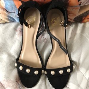 Pearl belt platform heels worn once!